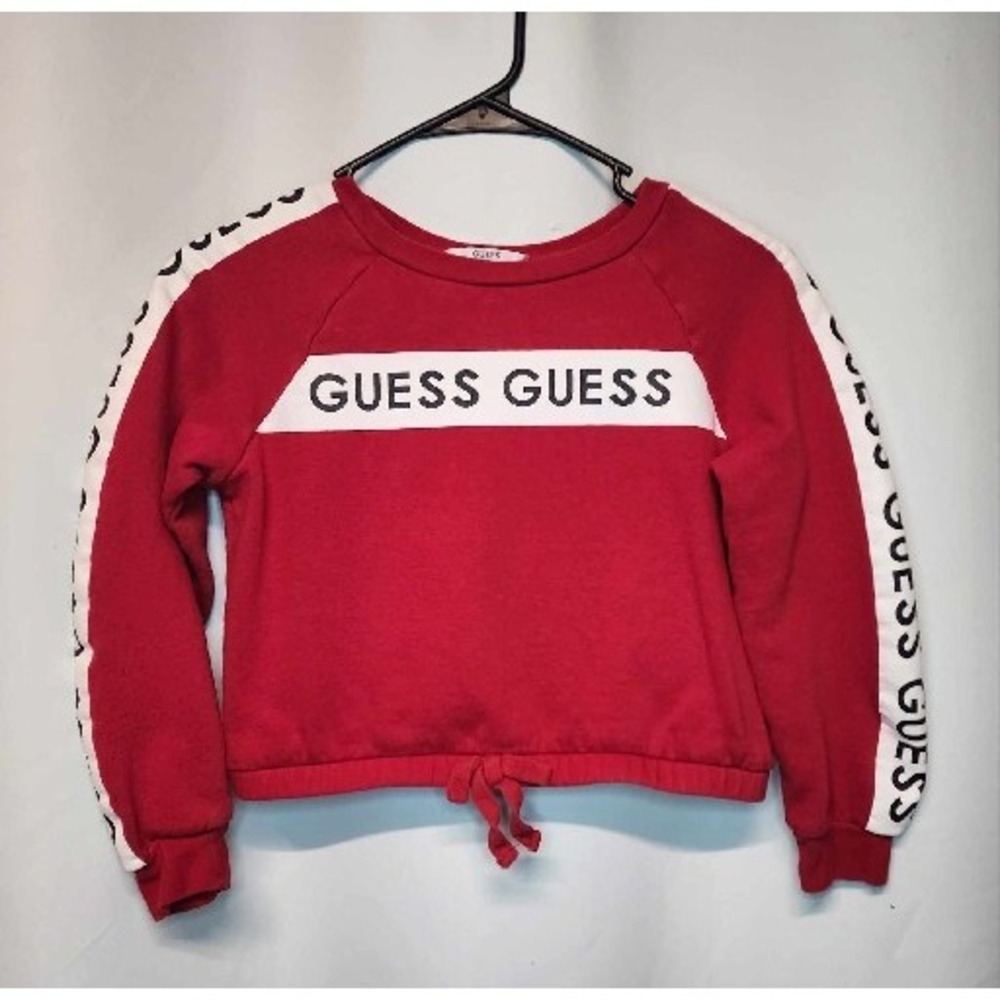 Guess Kids M 10/12 Sweatshirt‎ Red And Black Long Sleeve Crop EUC